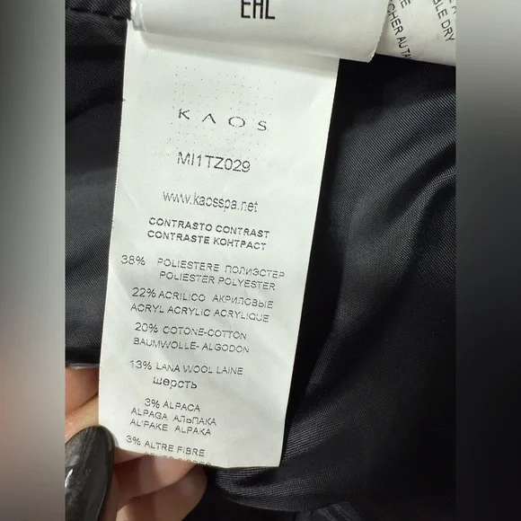 KAOS Made in Italy Black & White Tweed Jacket Rhinestone Buttons Parisian Style - Picture 7 of 11